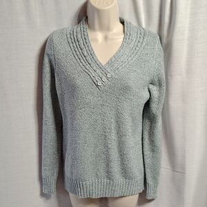 Elegant V-Neck Sweater in Light Blue